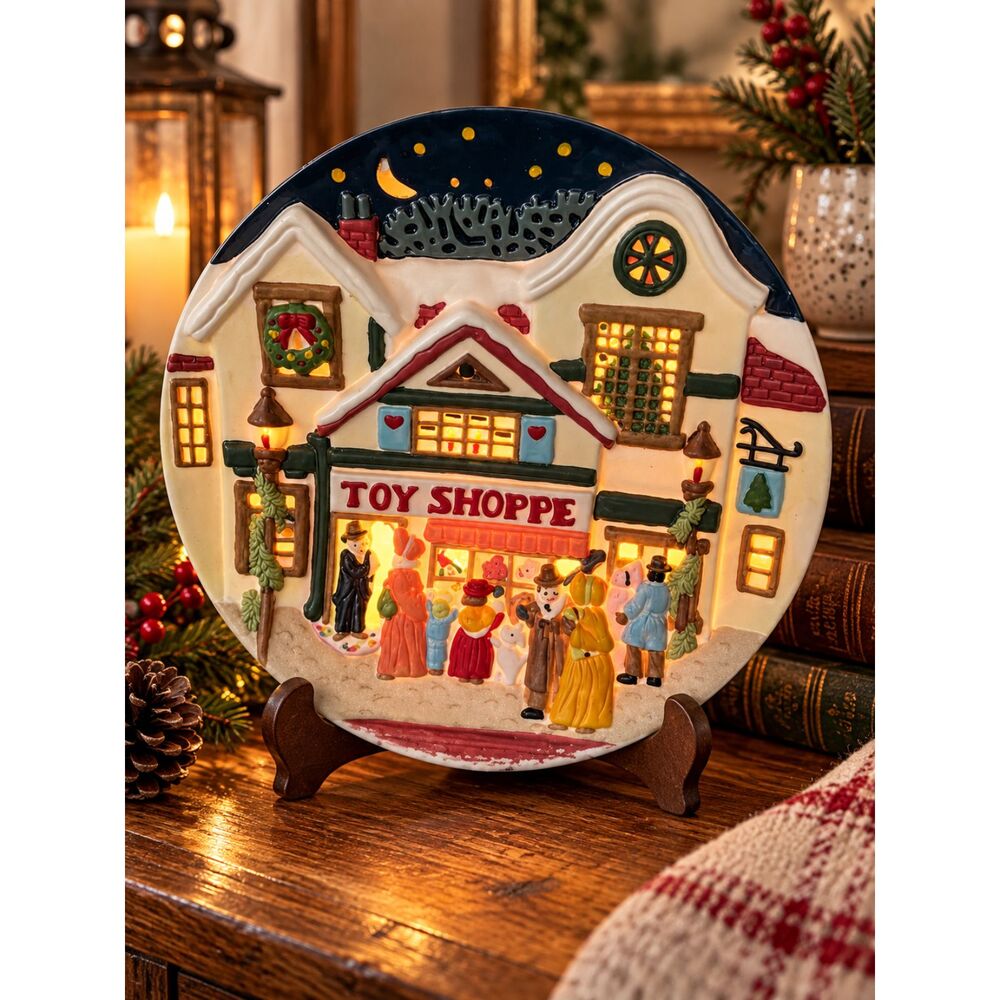 Christmas Around the World Toy Shoppe Lighted Plate House of Lloyd Vintage Works